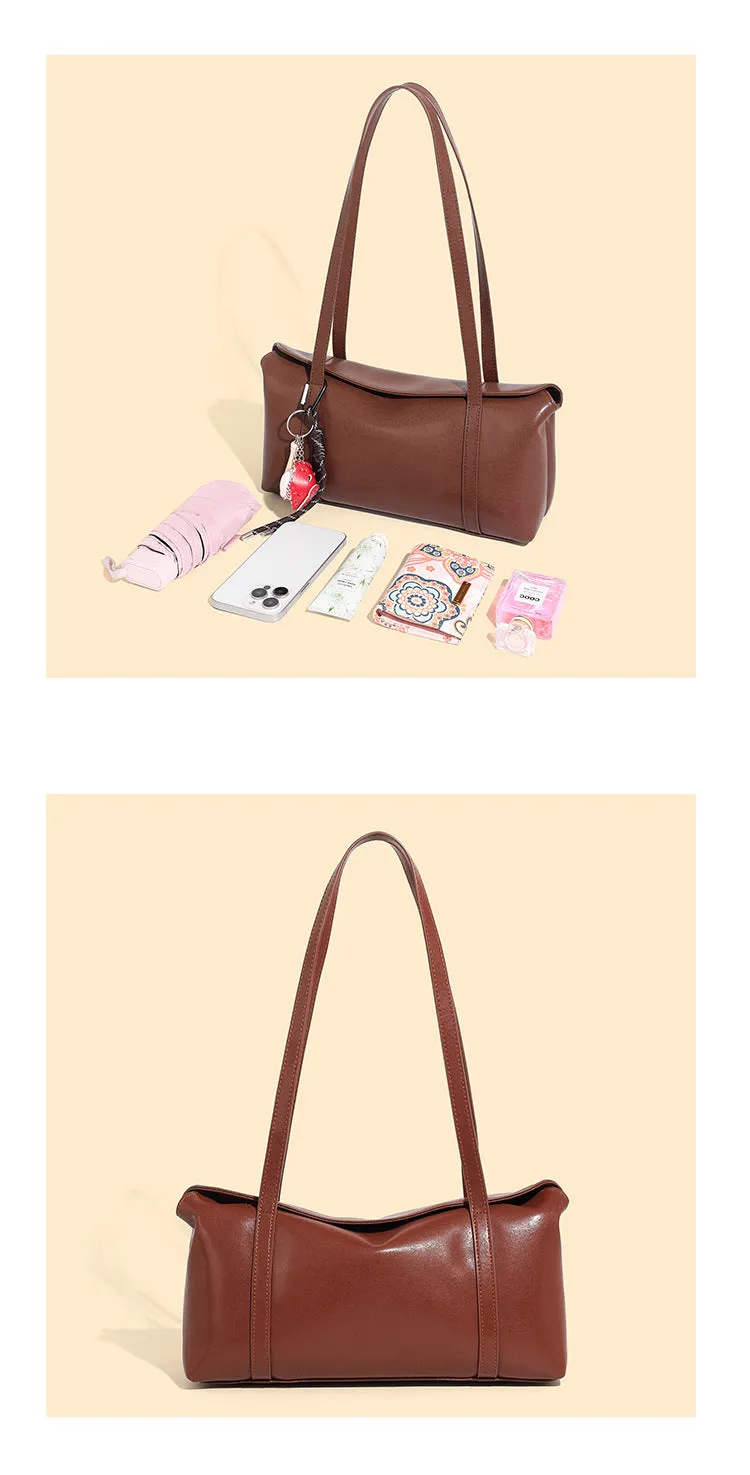 32CM Single Shoulder Large Capacity Soft Leather Tote Bag for Women 2929 black