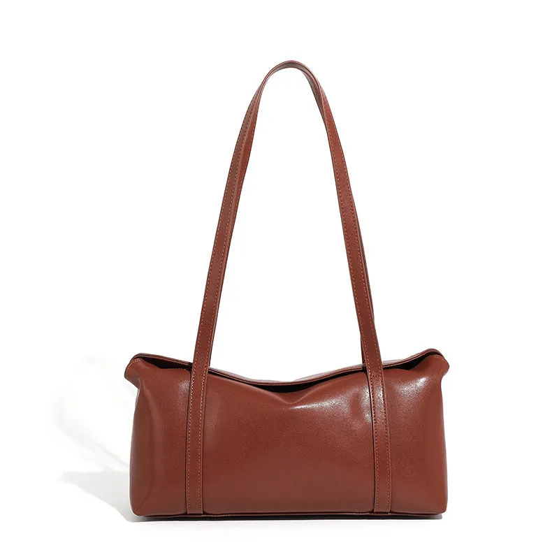 32CM Single Shoulder Large Capacity Soft Leather Tote Bag for Women 2929 black