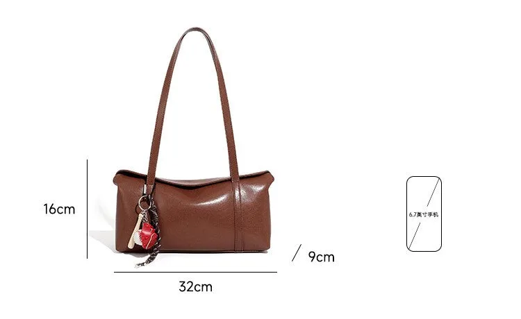 32CM Single Shoulder Large Capacity Soft Leather Tote Bag for Women 2929 black