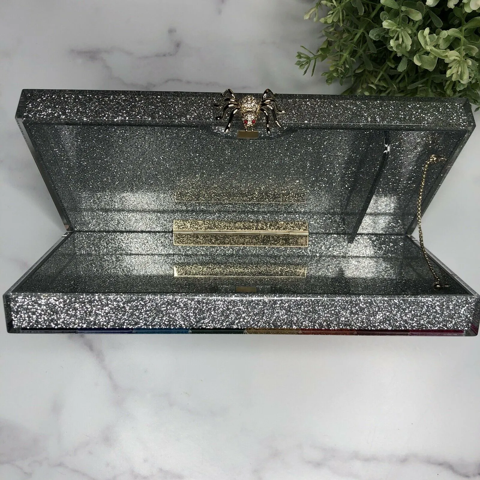 Authentic CHARLOTTE OLYMPIA Shiny Rainbow Clutch rare, New