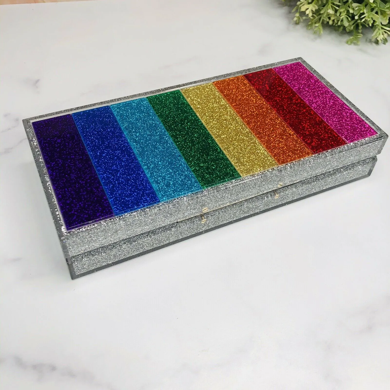 Authentic CHARLOTTE OLYMPIA Shiny Rainbow Clutch rare, New