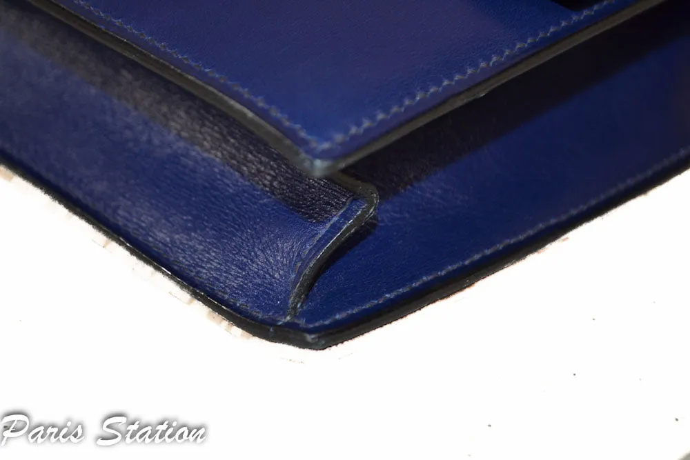 Authentic Hermes Blue Vintage Leather Clutch Messenger Bag