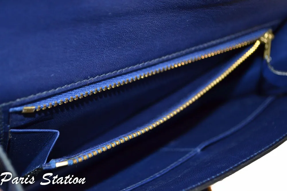 Authentic Hermes Blue Vintage Leather Clutch Messenger Bag