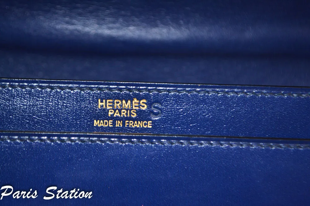 Authentic Hermes Blue Vintage Leather Clutch Messenger Bag