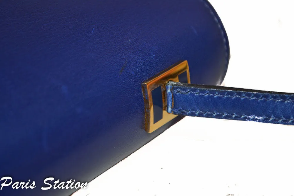 Authentic Hermes Blue Vintage Leather Clutch Messenger Bag