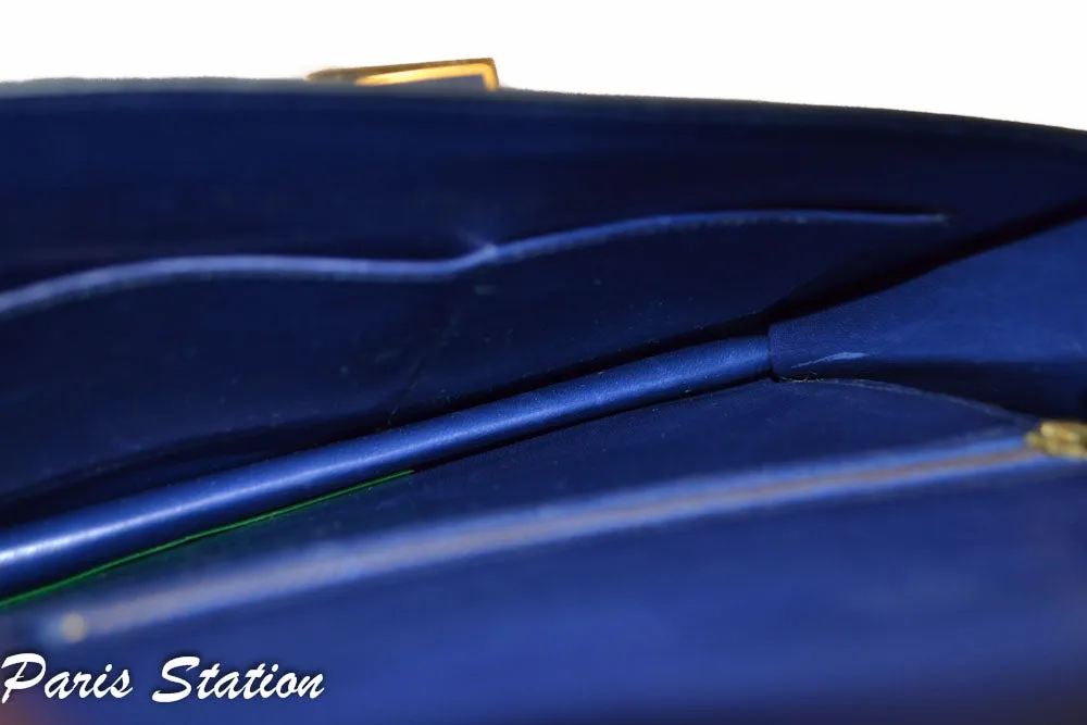Authentic Hermes Blue Vintage Leather Clutch Messenger Bag