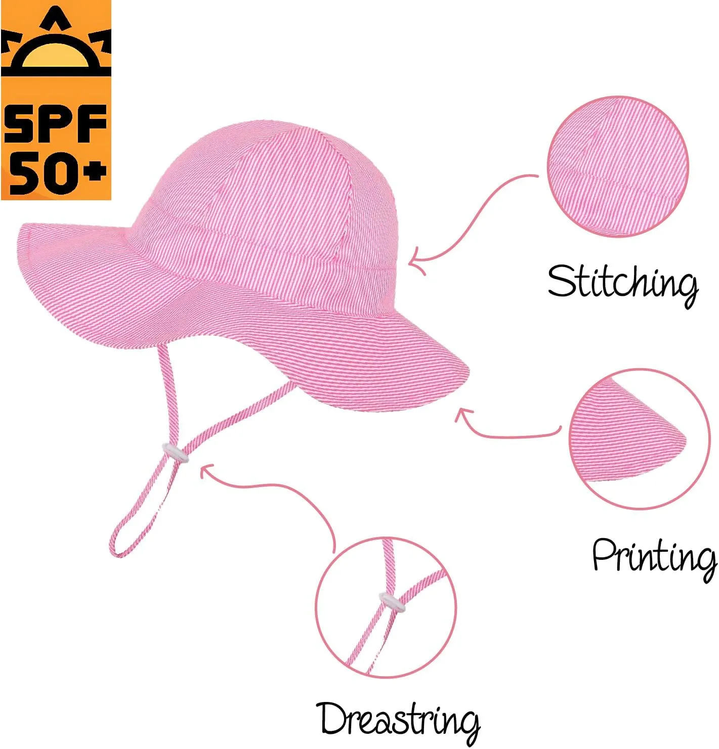Baby Toddler Infant Girls Bucket Sun Hats Protection Beach UPF 50  Toddler Wide Brim Bucket Summer Hats