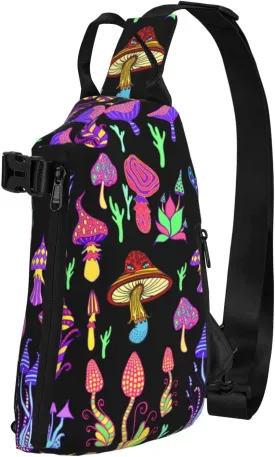 bassyil Mushroom Sling Bag Crossbody Travel Hiking Chest Backpack Shoulder Daypack for Women Men