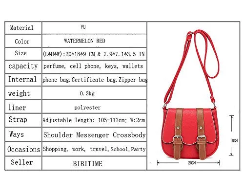 Bibitime Casual Summer Beach Women Shoulder Crossbody Messenger Bag With 2 Belts Cross Body Bag