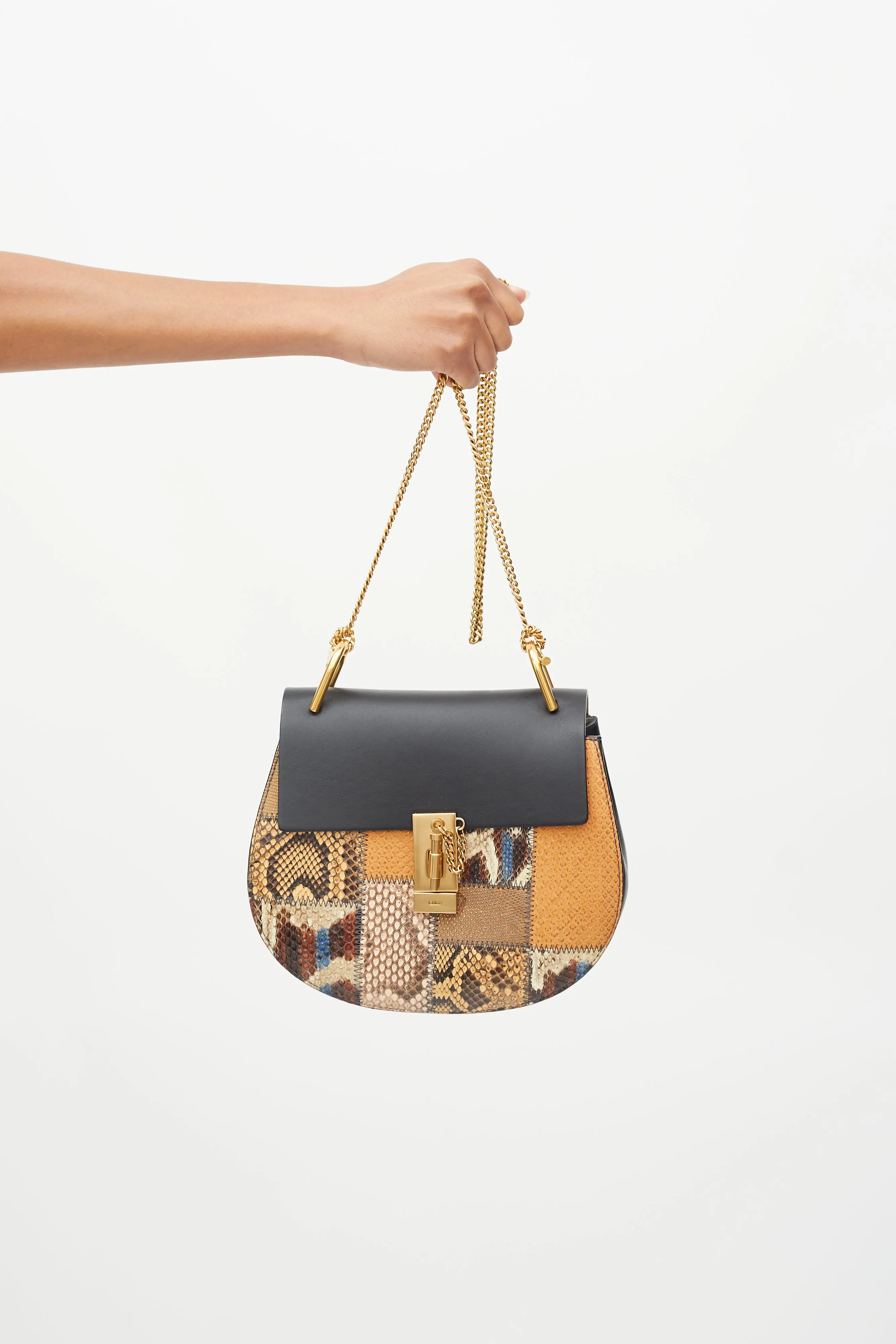 Black & Multi Embossed Leather Small Drew Crossbody Bag
