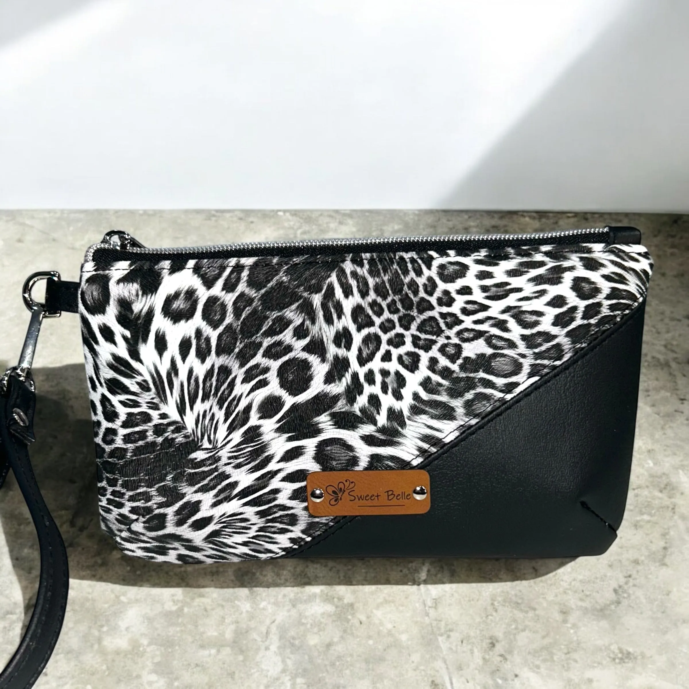 Black and Animal Print Handcrafted Wristlet