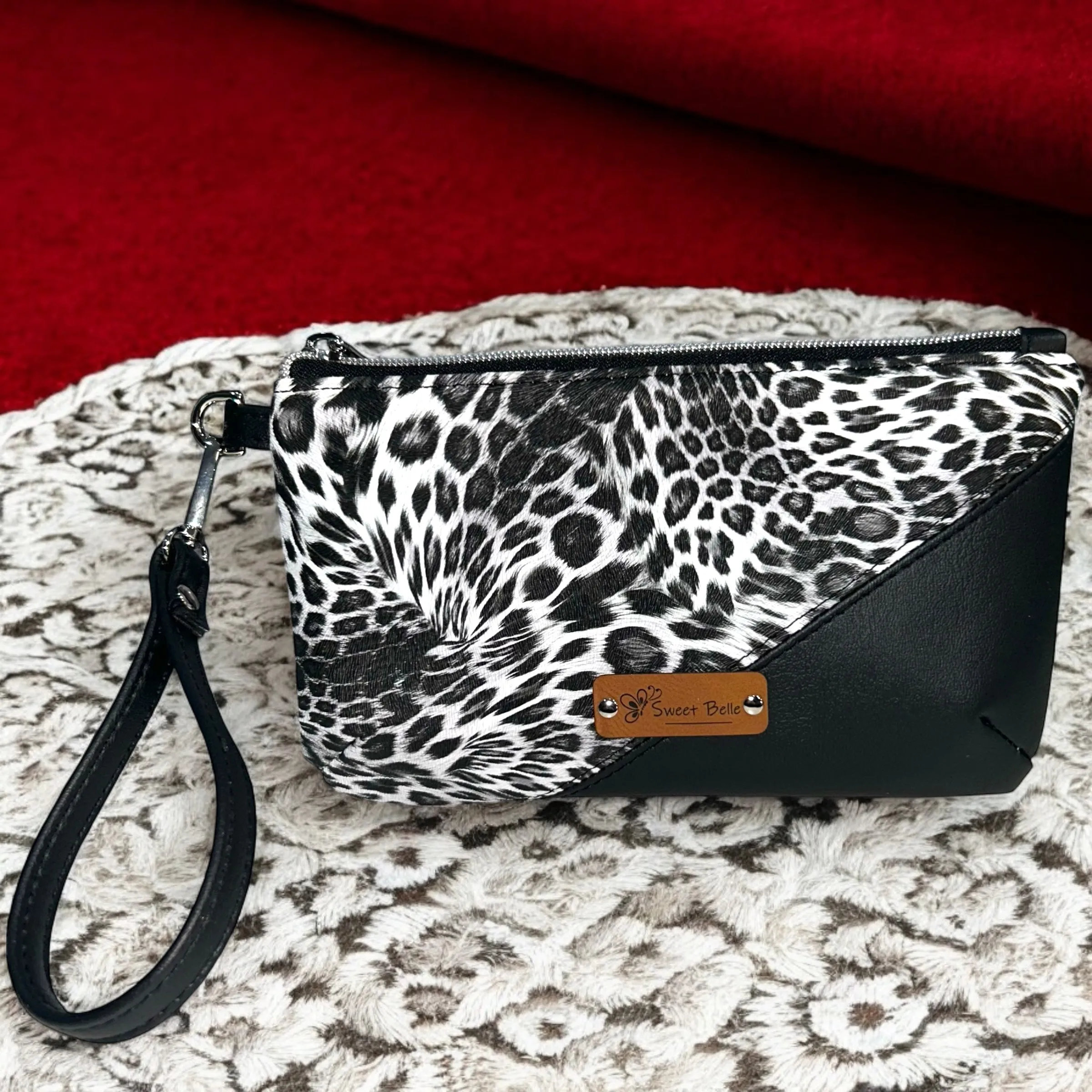 Black and Animal Print Handcrafted Wristlet
