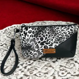 Black and Animal Print Handcrafted Wristlet
