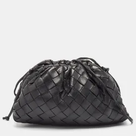 Black Intrecciato Leather Mini The Pouch Bag