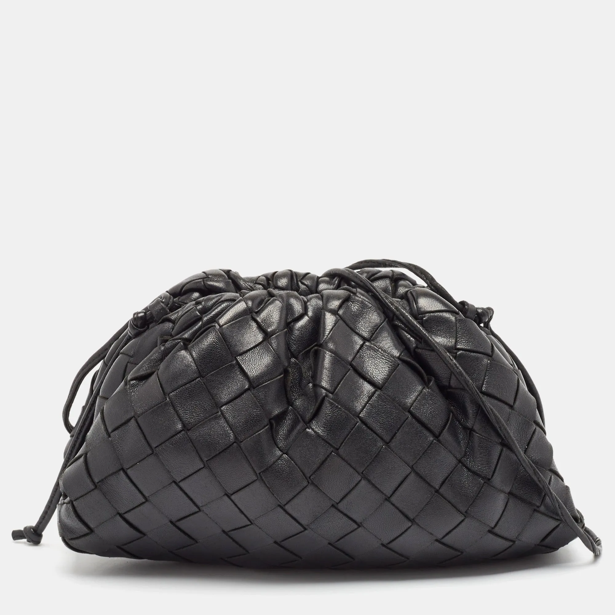 Black Intrecciato Leather Mini The Pouch Bag