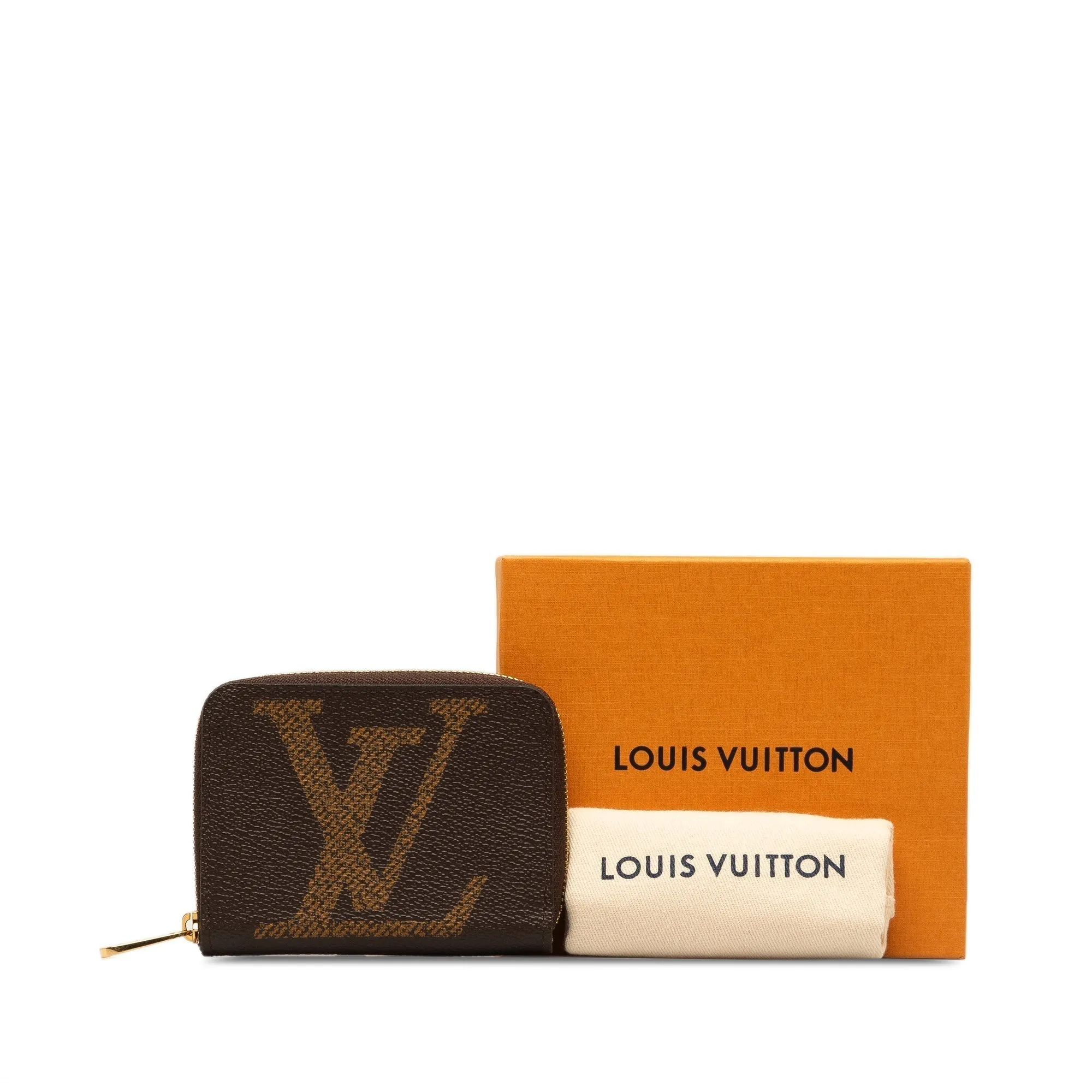 Brown Louis Vuitton Monogram Giant Reverse Zippy Coin Pouch