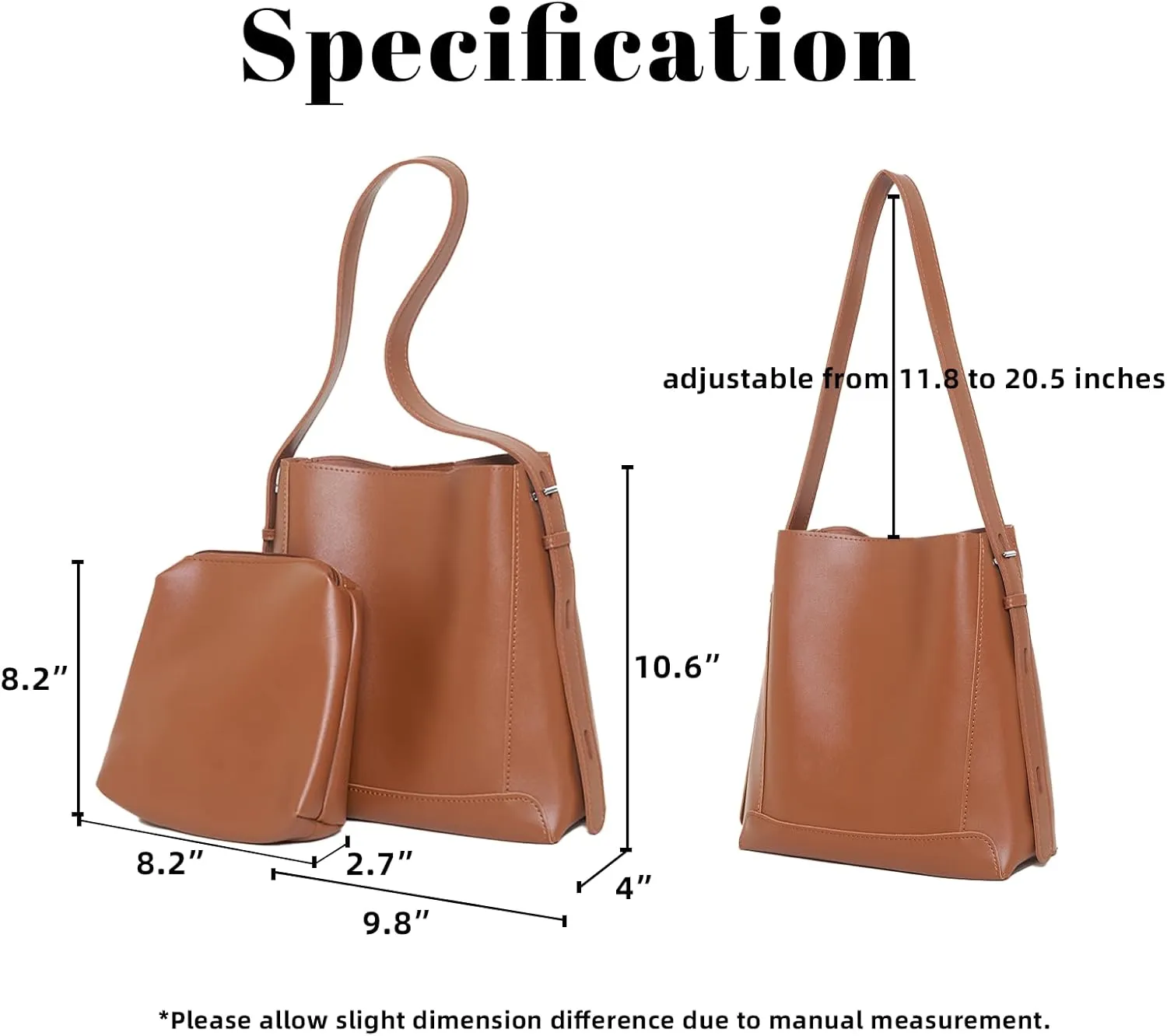 Bucket Bag for Women - Vegan Leather Adjustable Shoulder Bag With Purse Tote Bag for Work,Daily