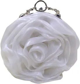Buddy Women Rose Shaped Clutch Soft Satin Wristlet Handbag Wedding Party Purse