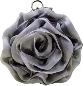 Buddy Women Rose Shaped Clutch Soft Satin Wristlet Handbag Wedding Party Purse