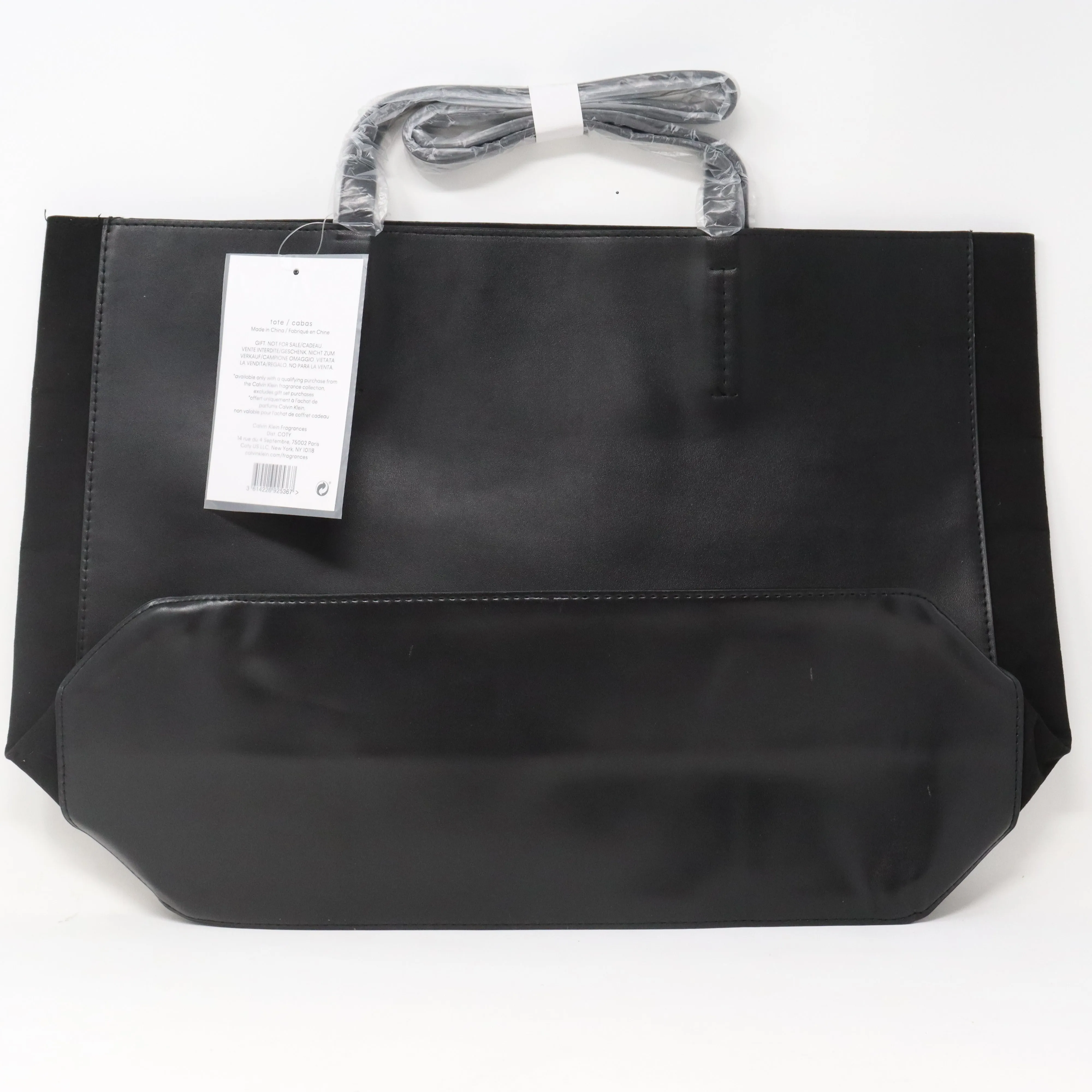Calvin Klein Black Leather And Suede Tote Bag  / New