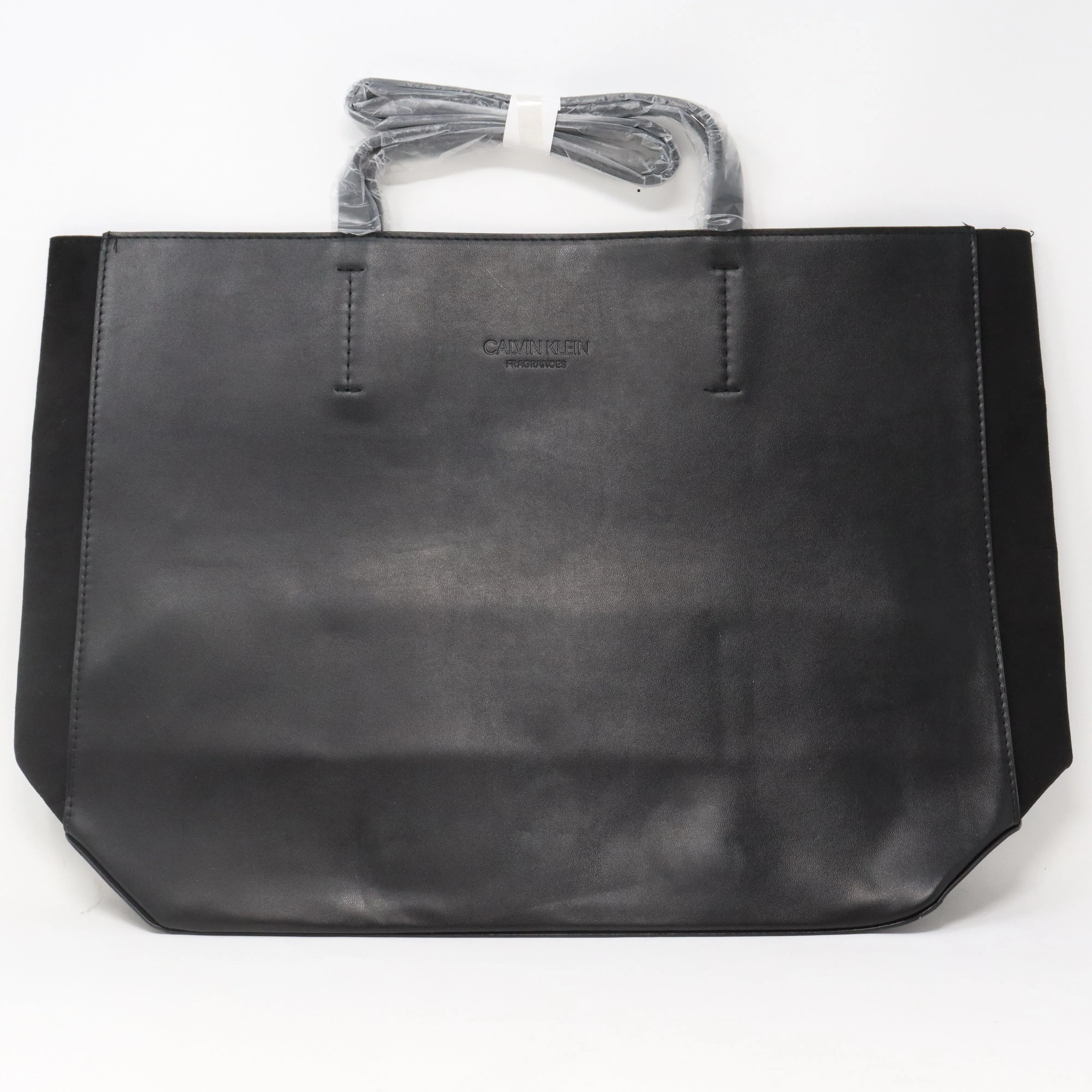 Calvin Klein Black Leather And Suede Tote Bag  / New