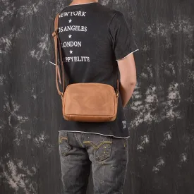 Casual Leather Mens Brown Side Bag Small Messenger BAG Brown Courier Bag FOR MEN