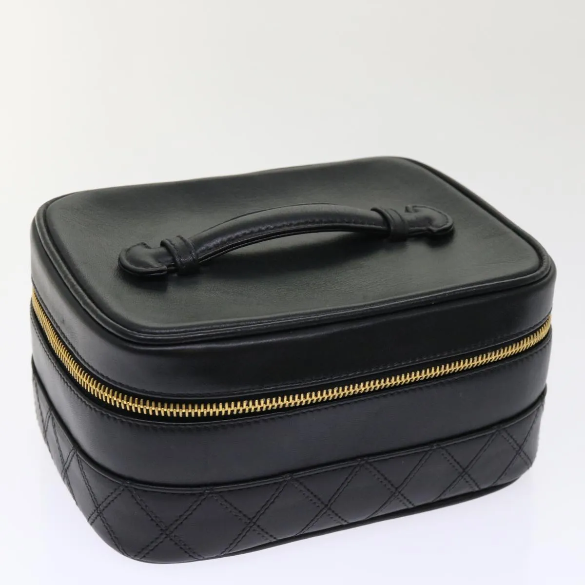 CHANEL Vanity Cosmetic Pouch Lamb Skin Beige CC  49478A