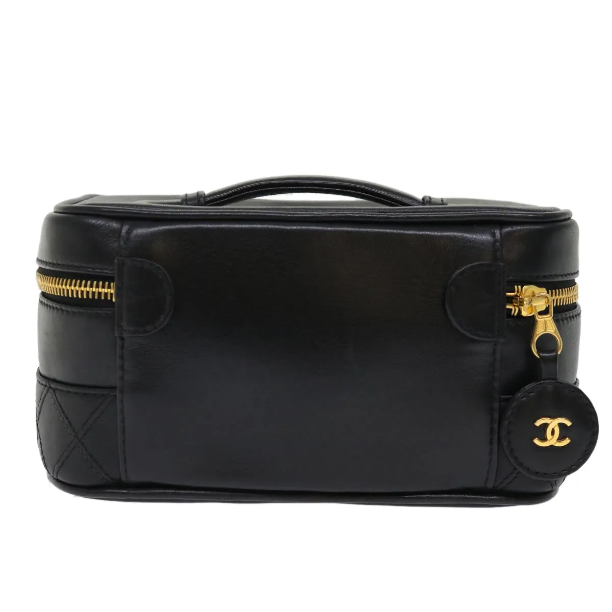 CHANEL Vanity Cosmetic Pouch Lamb Skin Beige CC  49478A