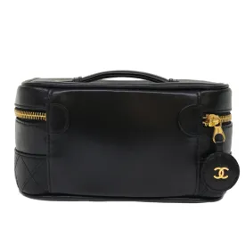 CHANEL Vanity Cosmetic Pouch Lamb Skin Beige CC  49478A