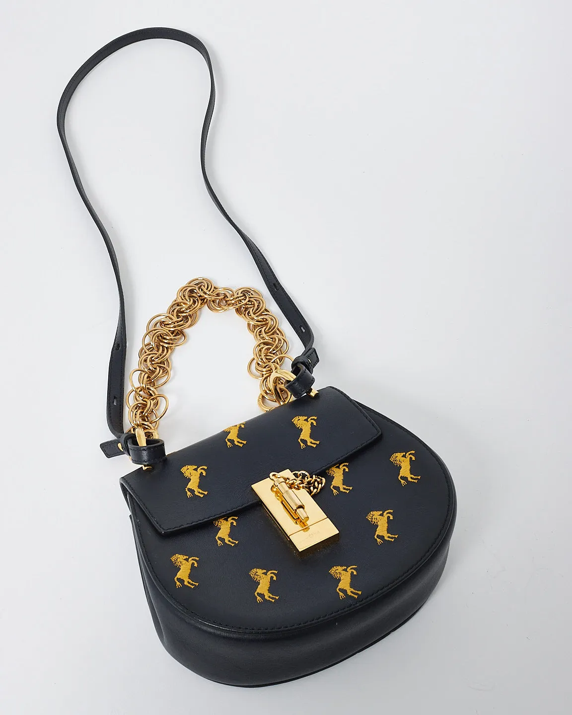 Chloé Black Leather Mini Drew Bijou Little Horses Shoulder Bag