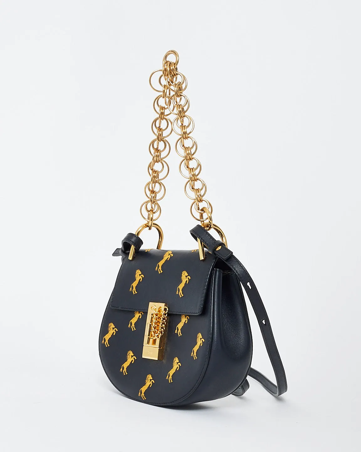 Chloé Black Leather Mini Drew Bijou Little Horses Shoulder Bag