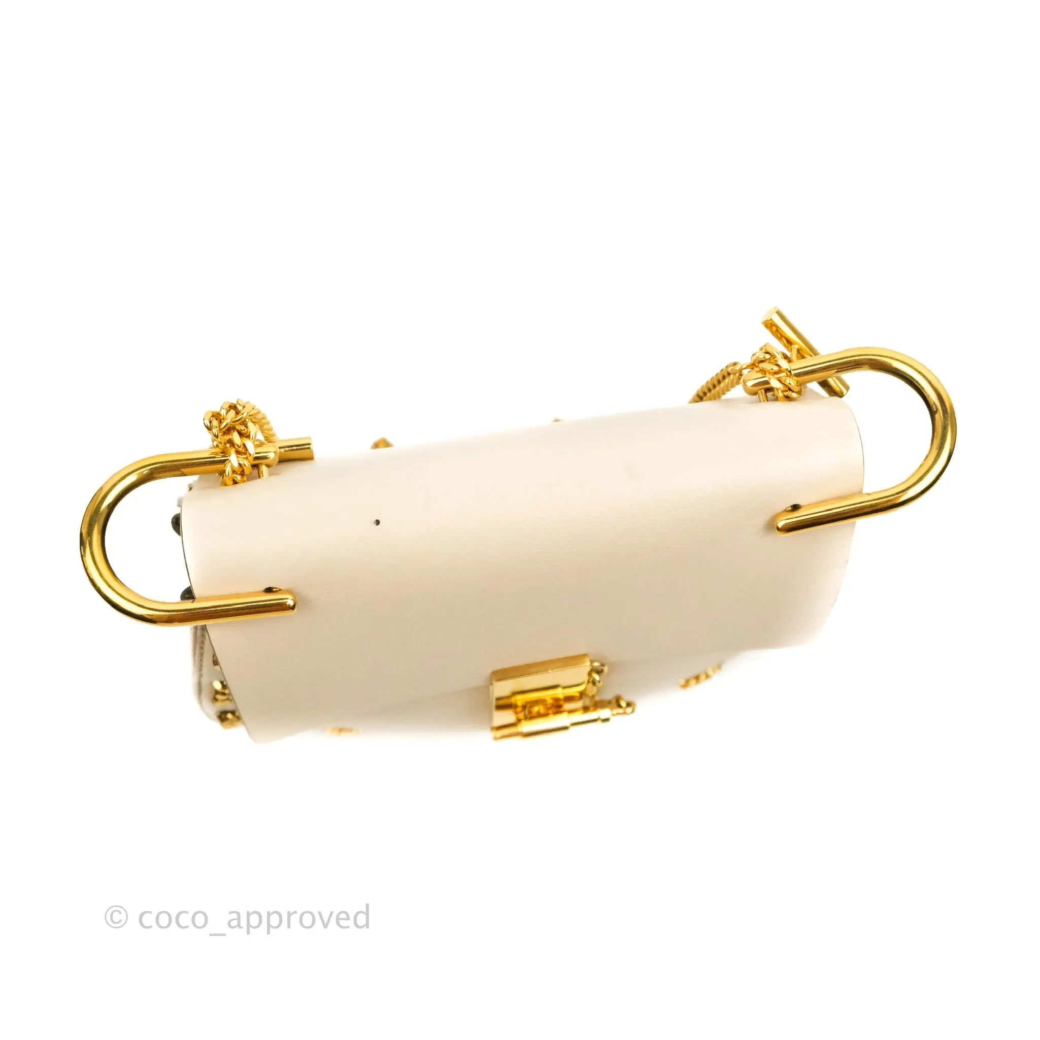 Chloé Drew Chain-Threaded Shoulder Bag Cream Gold Hardware