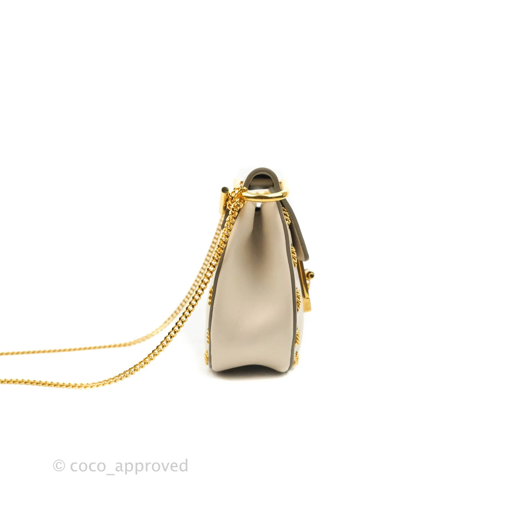 Chloé Drew Chain-Threaded Shoulder Bag Cream Gold Hardware