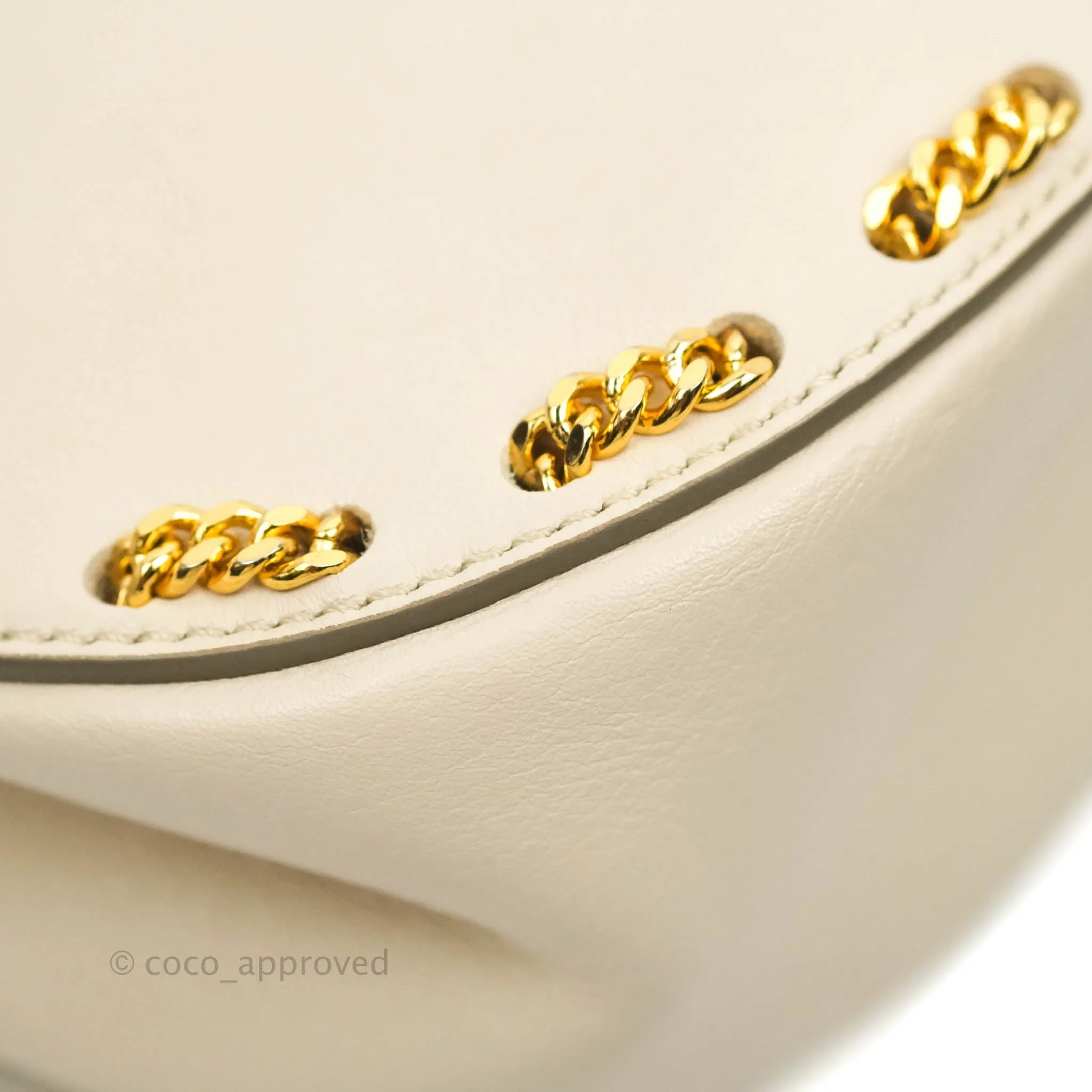 Chloé Drew Chain-Threaded Shoulder Bag Cream Gold Hardware