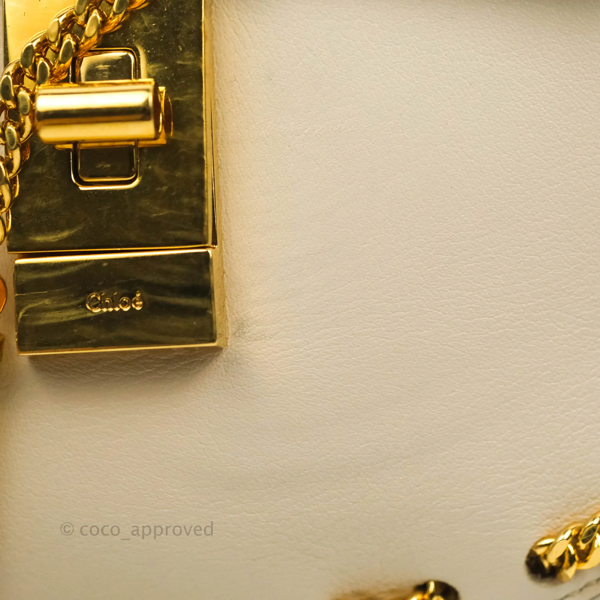 Chloé Drew Chain-Threaded Shoulder Bag Cream Gold Hardware