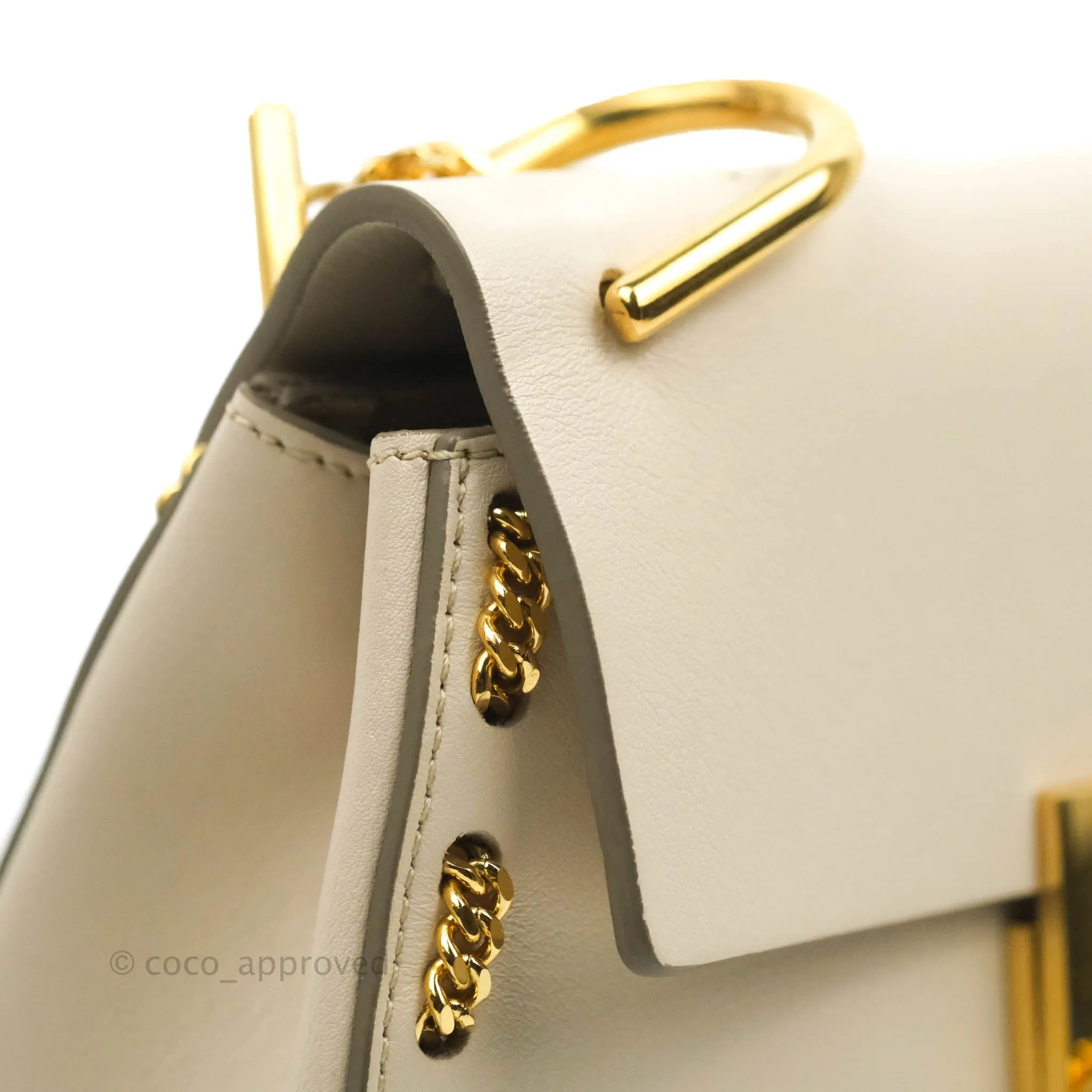 Chloé Drew Chain-Threaded Shoulder Bag Cream Gold Hardware