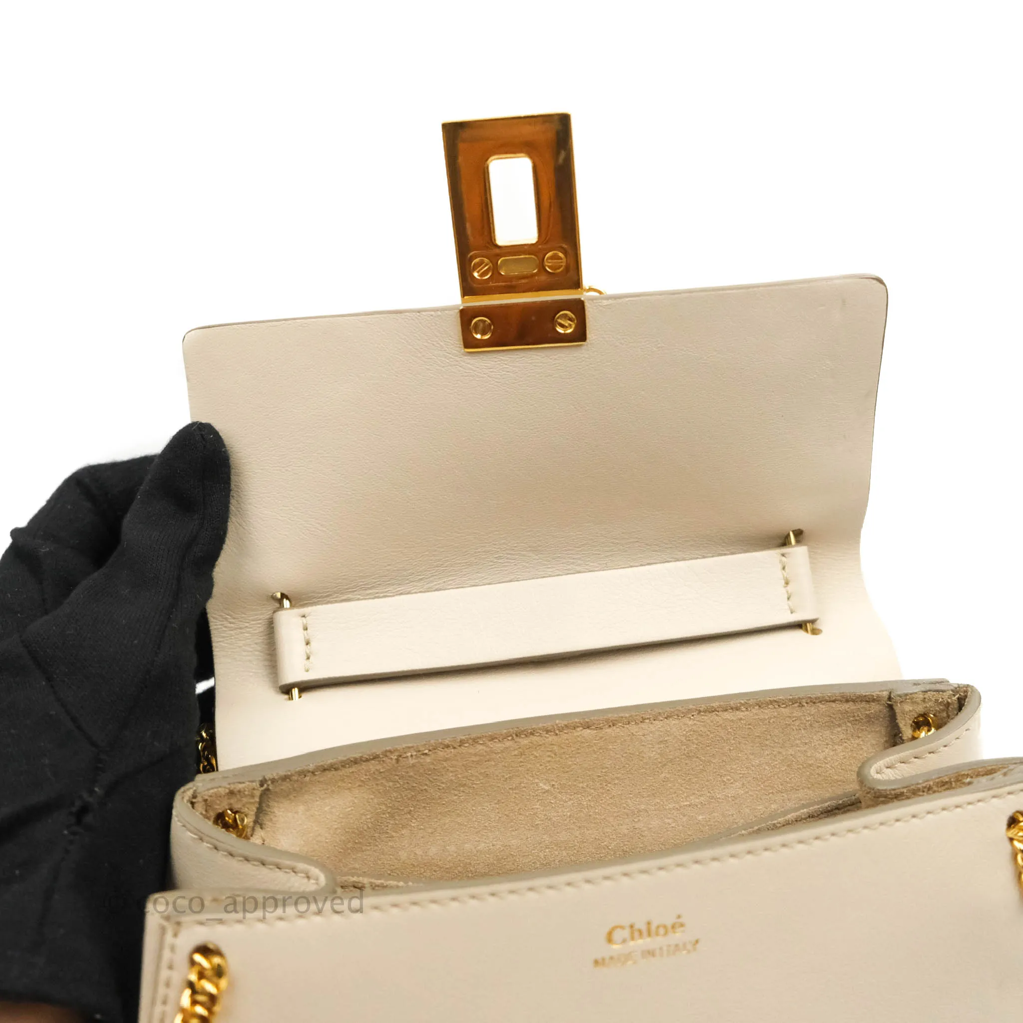 Chloé Drew Chain-Threaded Shoulder Bag Cream Gold Hardware