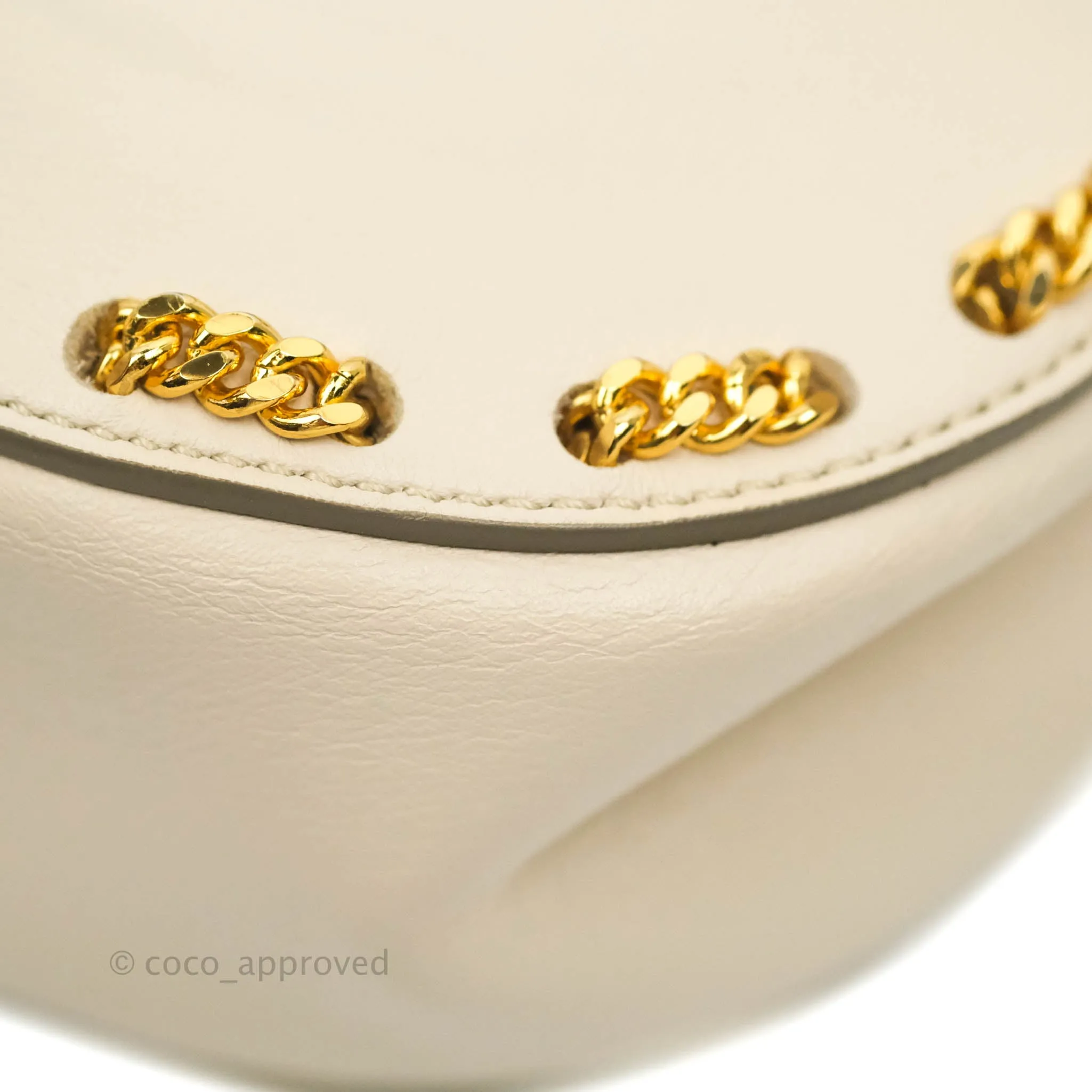 Chloé Drew Chain-Threaded Shoulder Bag Cream Gold Hardware
