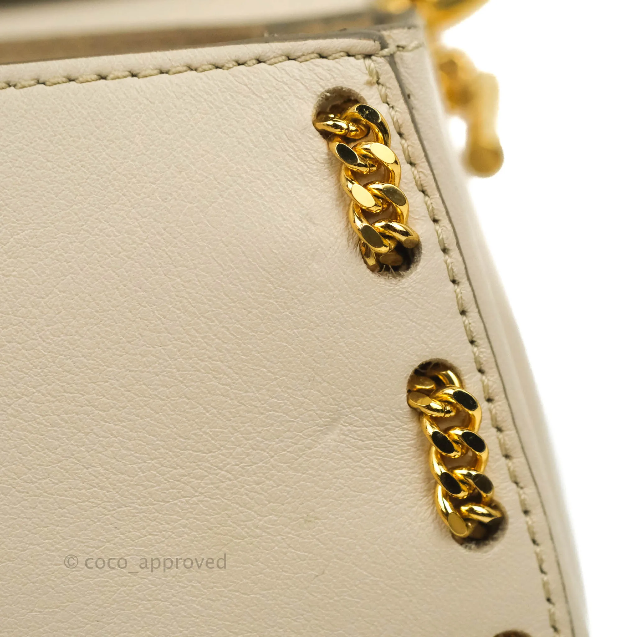 Chloé Drew Chain-Threaded Shoulder Bag Cream Gold Hardware
