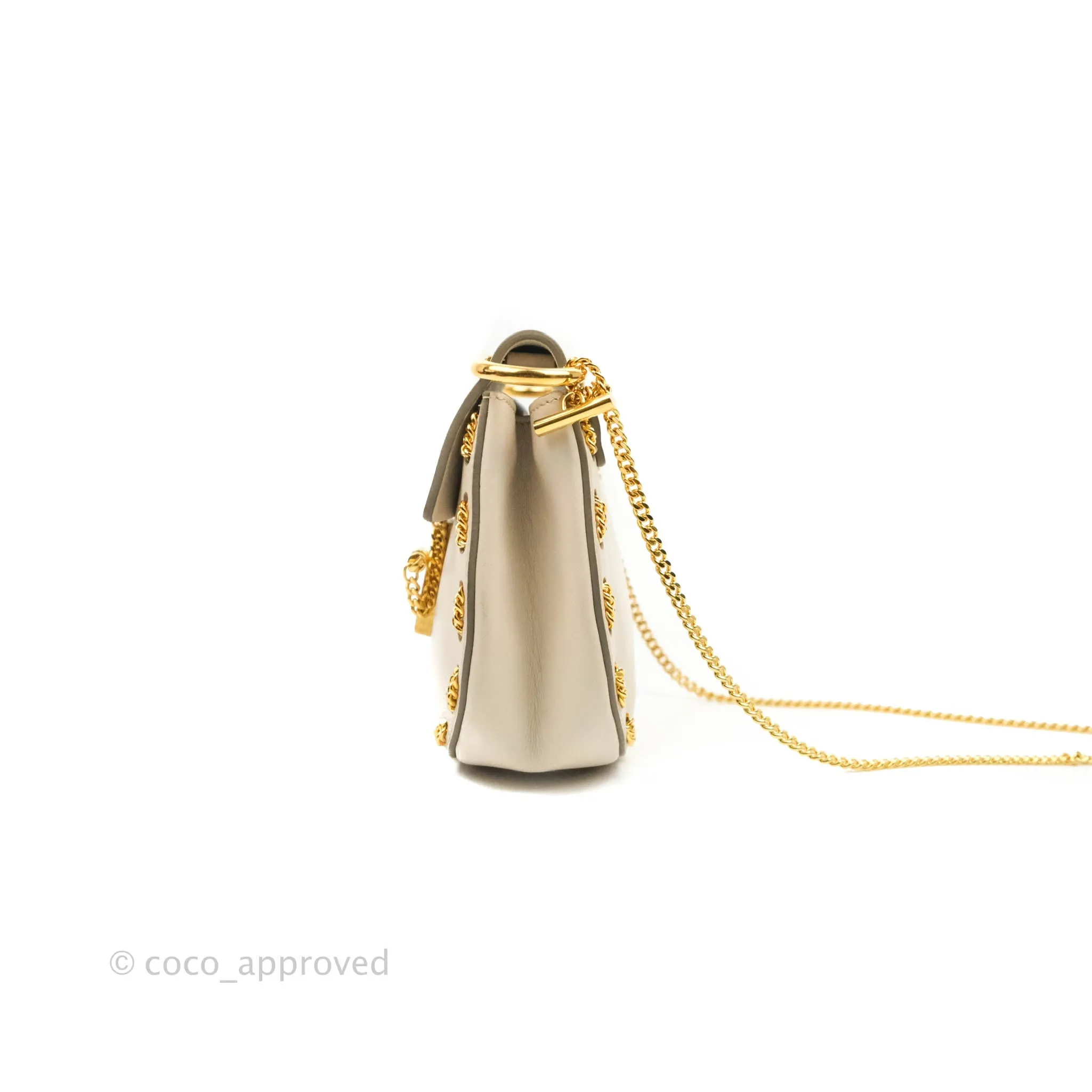 Chloé Drew Chain-Threaded Shoulder Bag Cream Gold Hardware