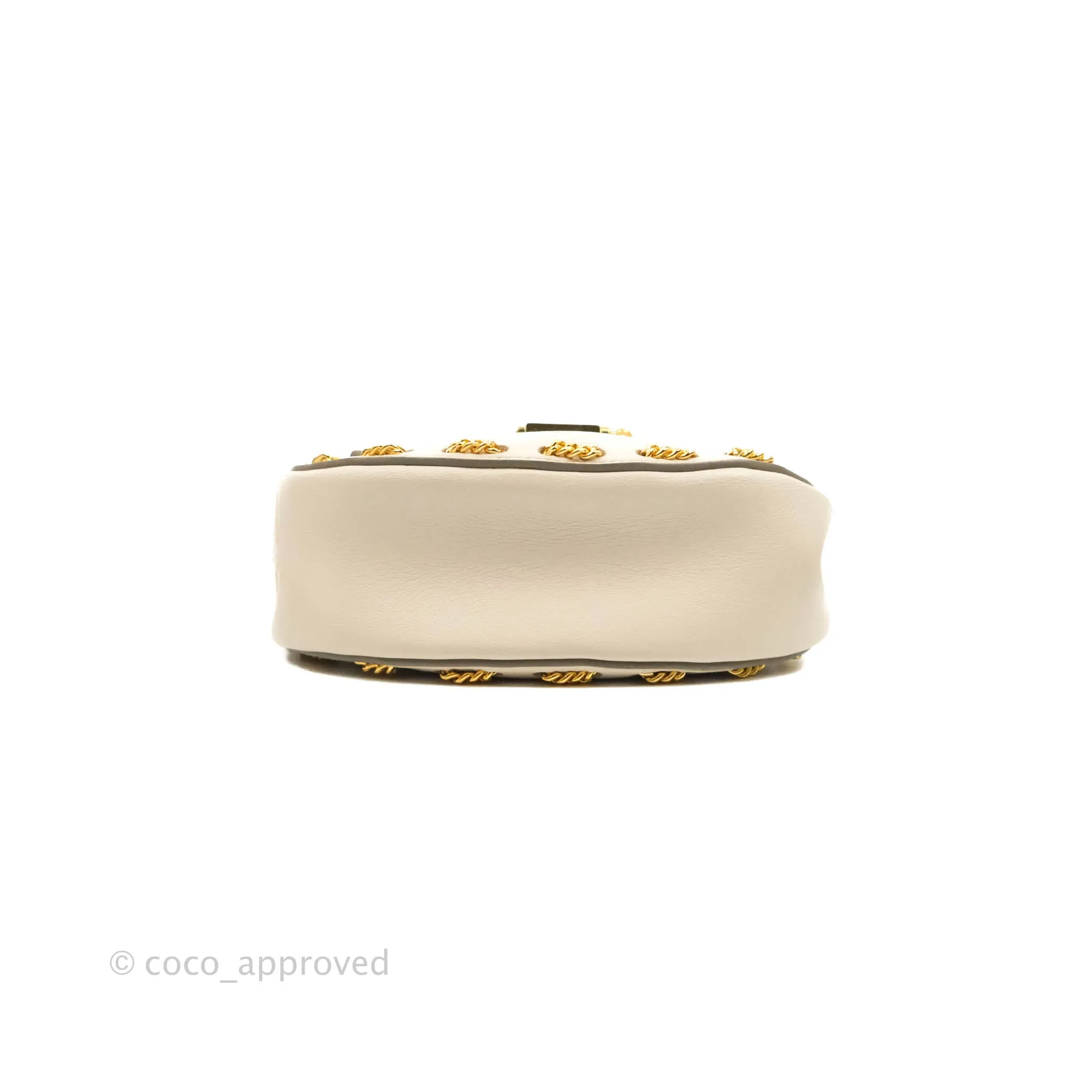 Chloé Drew Chain-Threaded Shoulder Bag Cream Gold Hardware