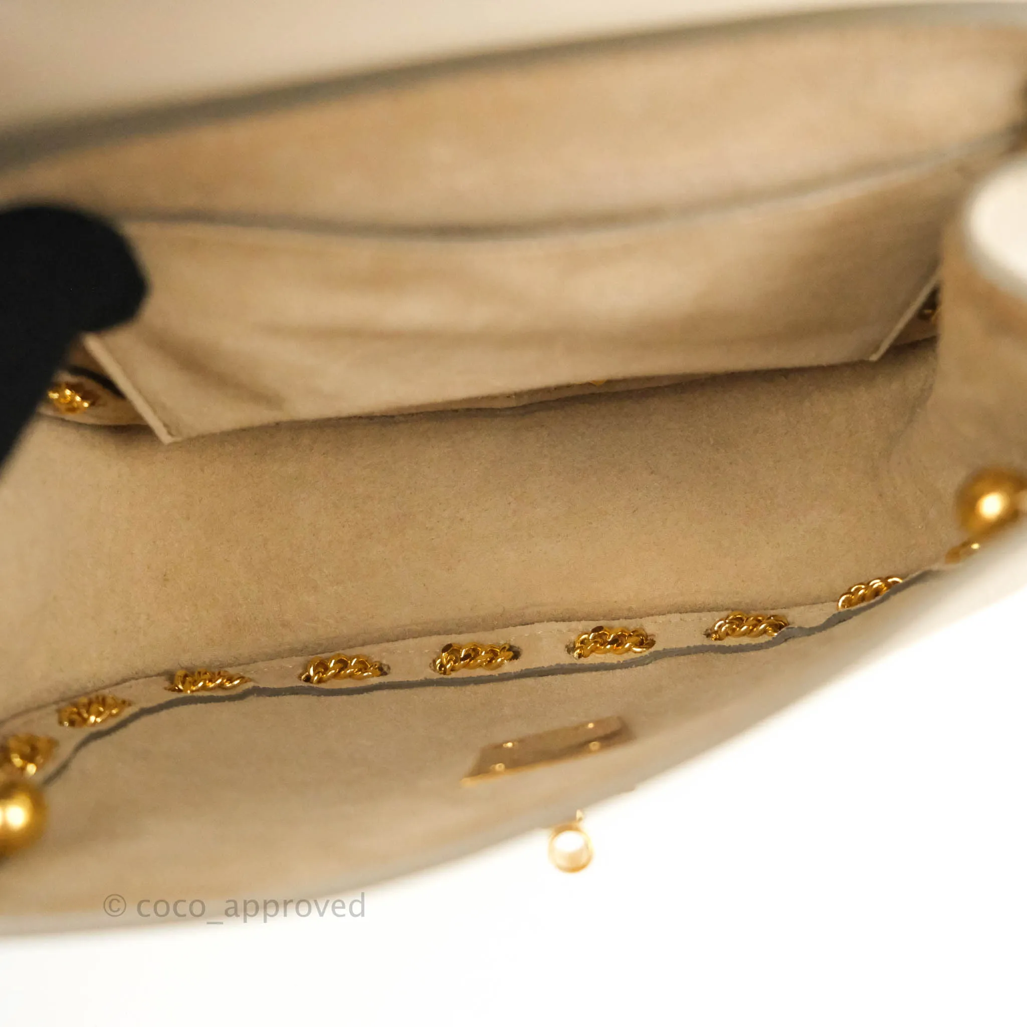 Chloé Drew Chain-Threaded Shoulder Bag Cream Gold Hardware