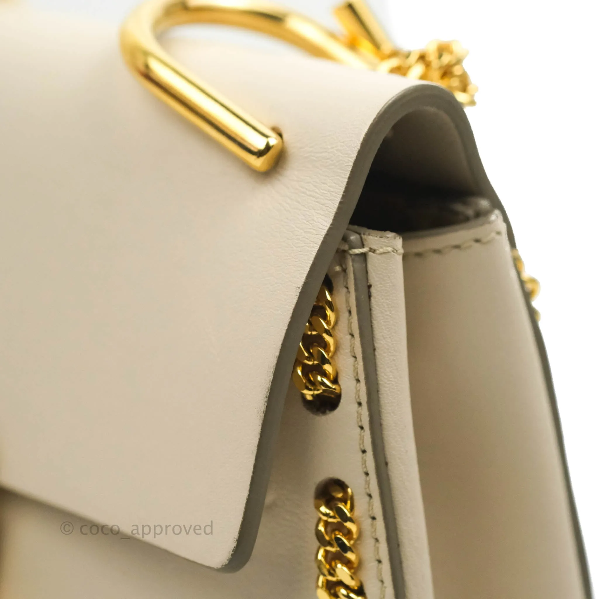 Chloé Drew Chain-Threaded Shoulder Bag Cream Gold Hardware