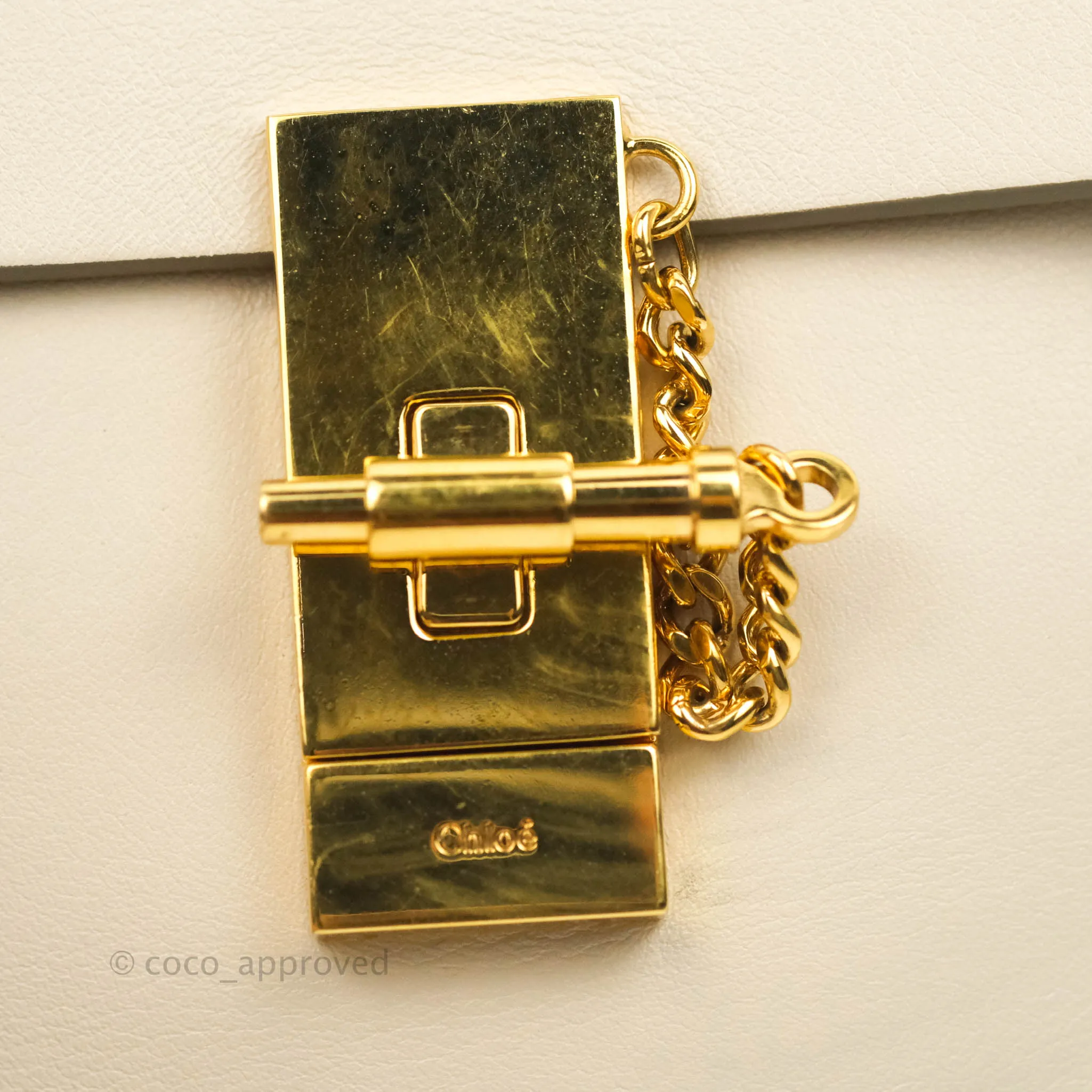 Chloé Drew Chain-Threaded Shoulder Bag Cream Gold Hardware
