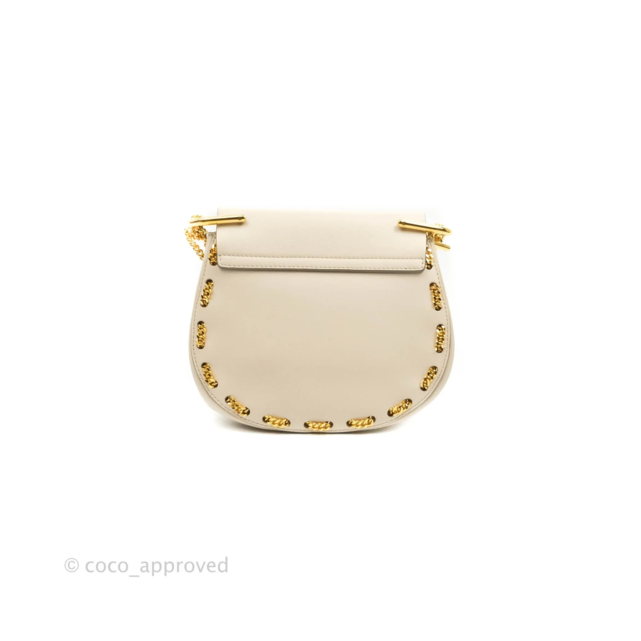 Chloé Drew Chain-Threaded Shoulder Bag Cream Gold Hardware