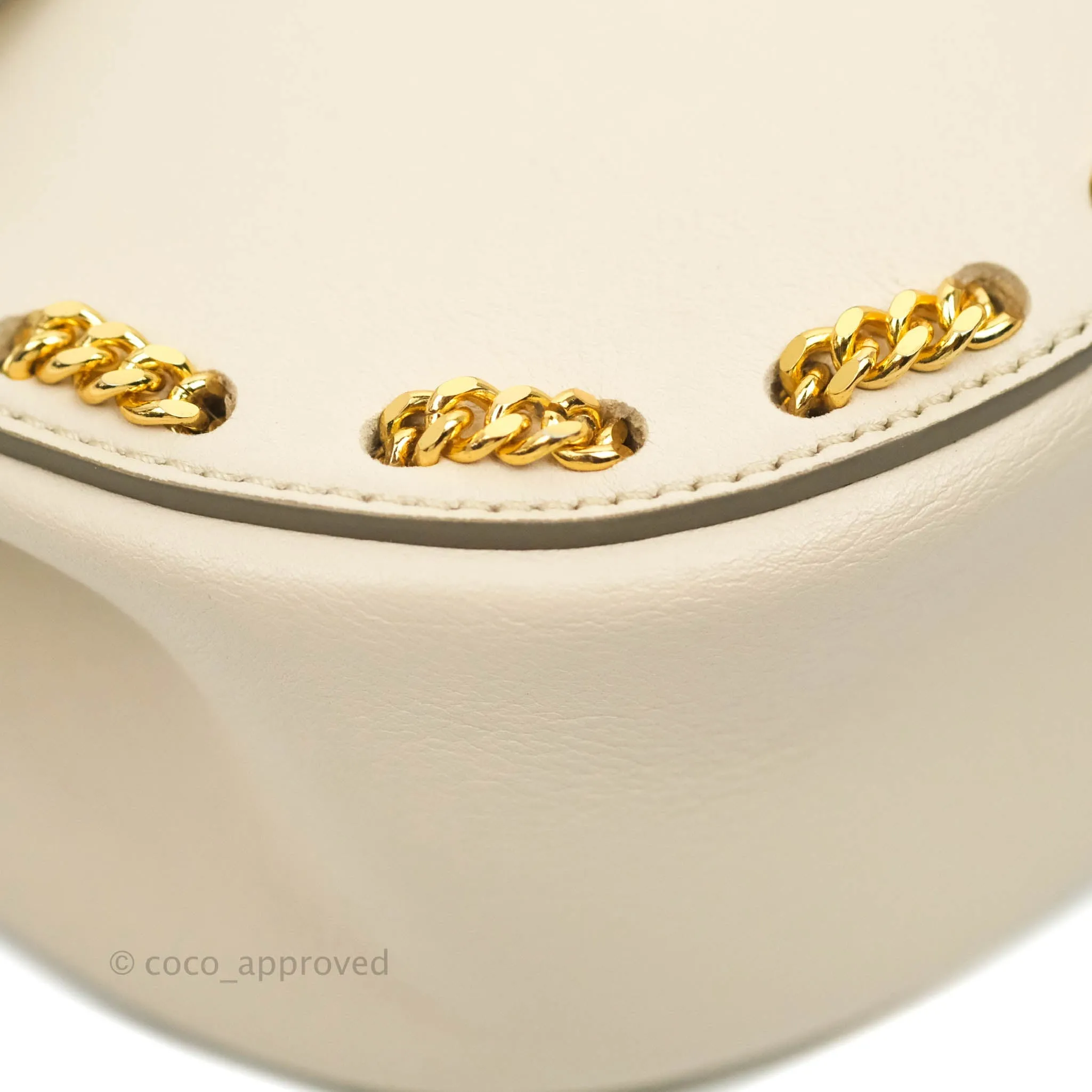Chloé Drew Chain-Threaded Shoulder Bag Cream Gold Hardware