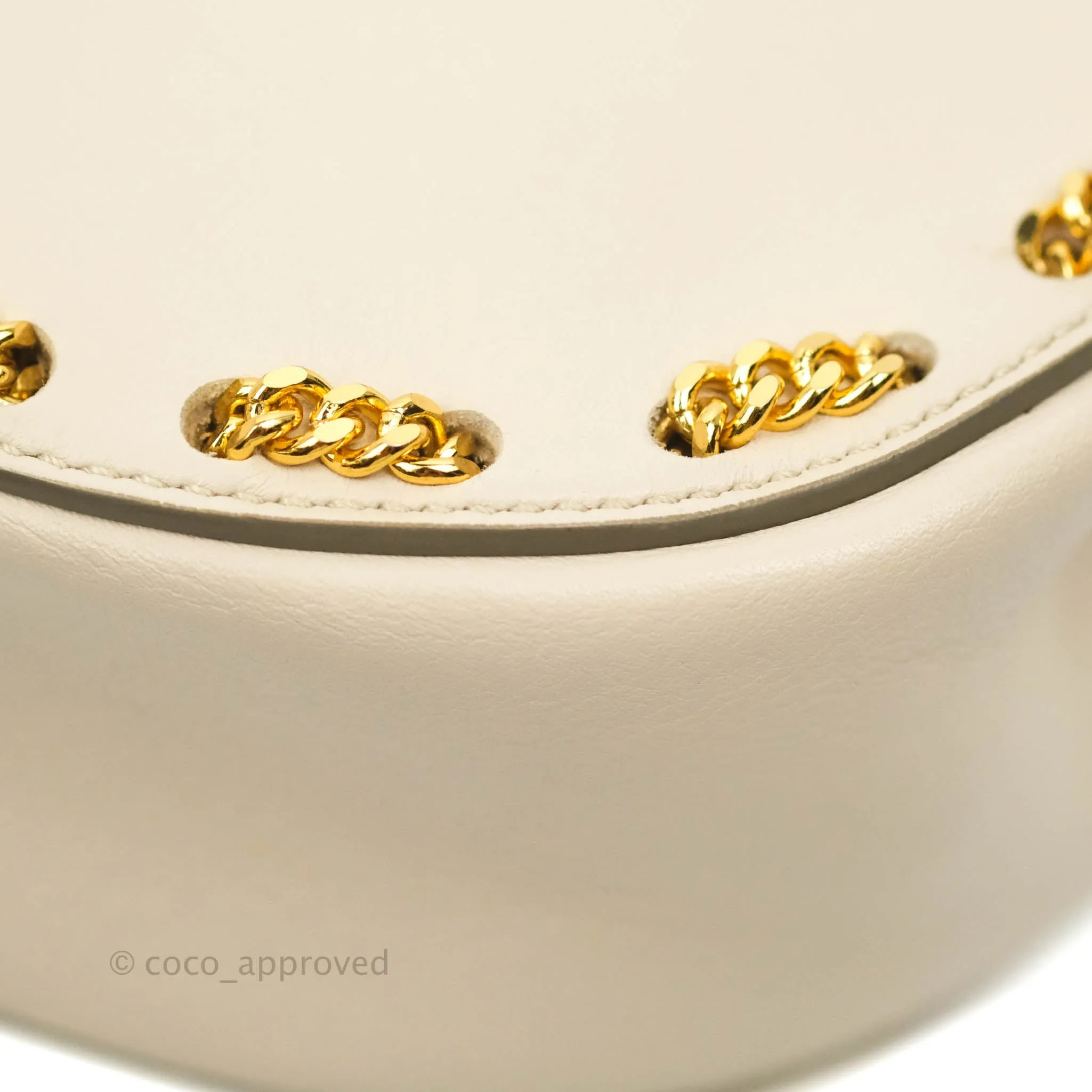 Chloé Drew Chain-Threaded Shoulder Bag Cream Gold Hardware