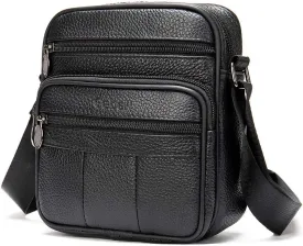 Cowhide Leather Messenger Bag For Men Travel Shoulder Crossbody Bag Waterproof Casual Sling Business Handbag