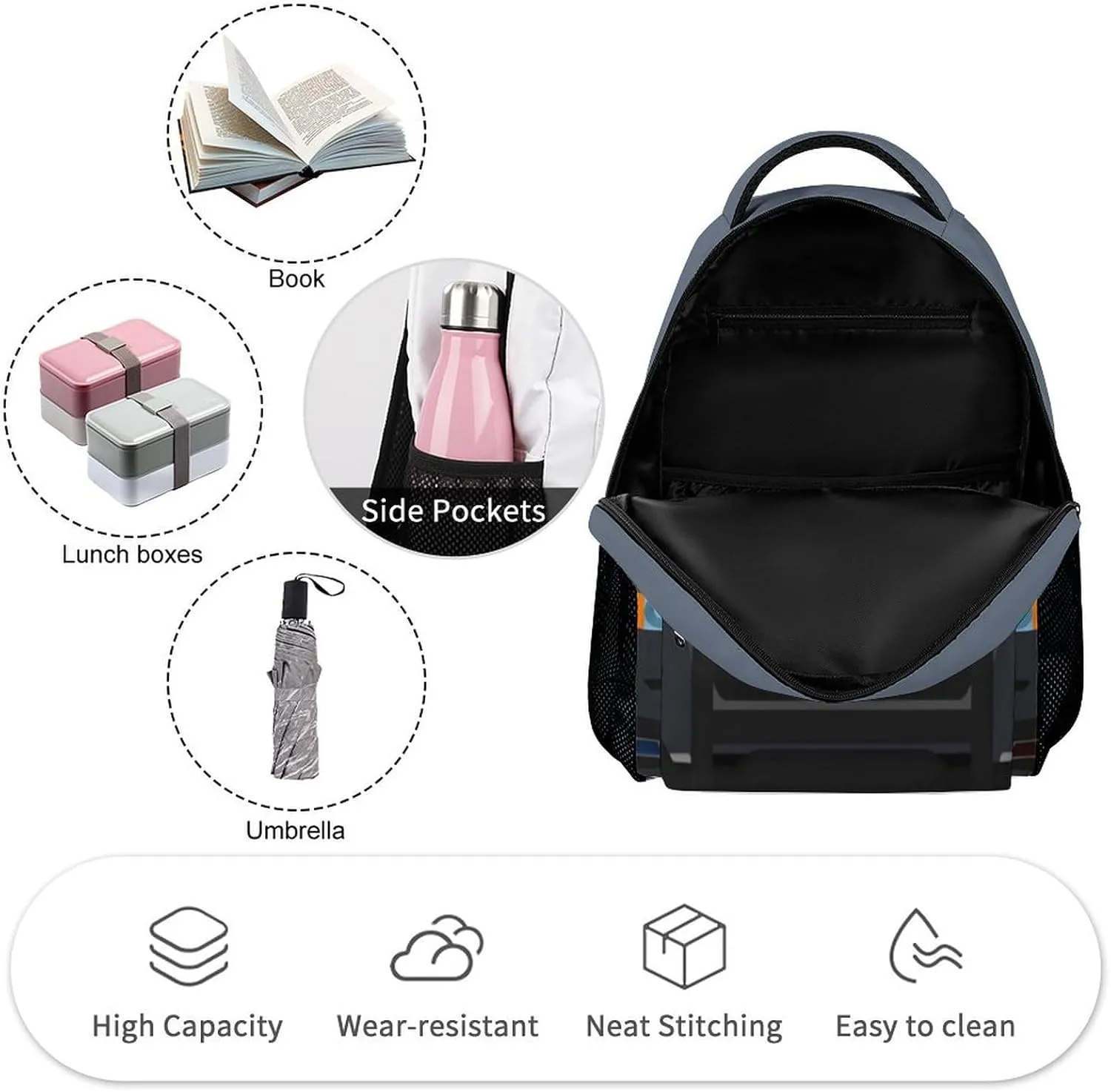 Custom Police Car Backpack for Kids Girls Boys School, 16 Inches Cool Police Car Theme Bookbag, Adjustable, Lightweight, Large Capacity, Colorful Cartoon Car Backpack for School