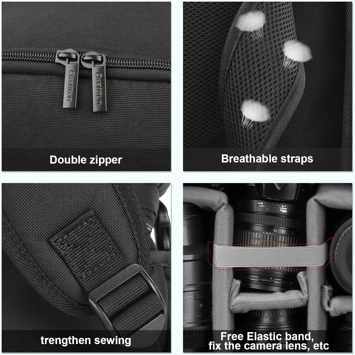 Cwatcun Waterproof Camera Backpack for DSLR, Mirrorless - Compatible with Sony, Canon, Nikon Camera and Lens Accessories